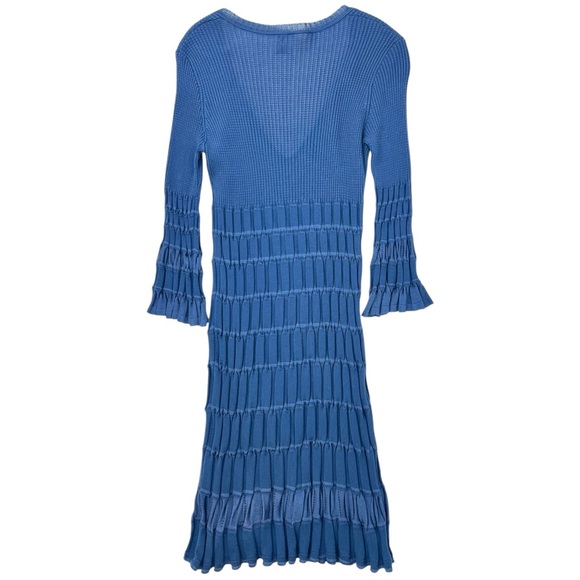 Missoni Blue Fitted Cotton Blend Knit V-Neck Mini Dress with Matching Liner - Picture 2 of 16